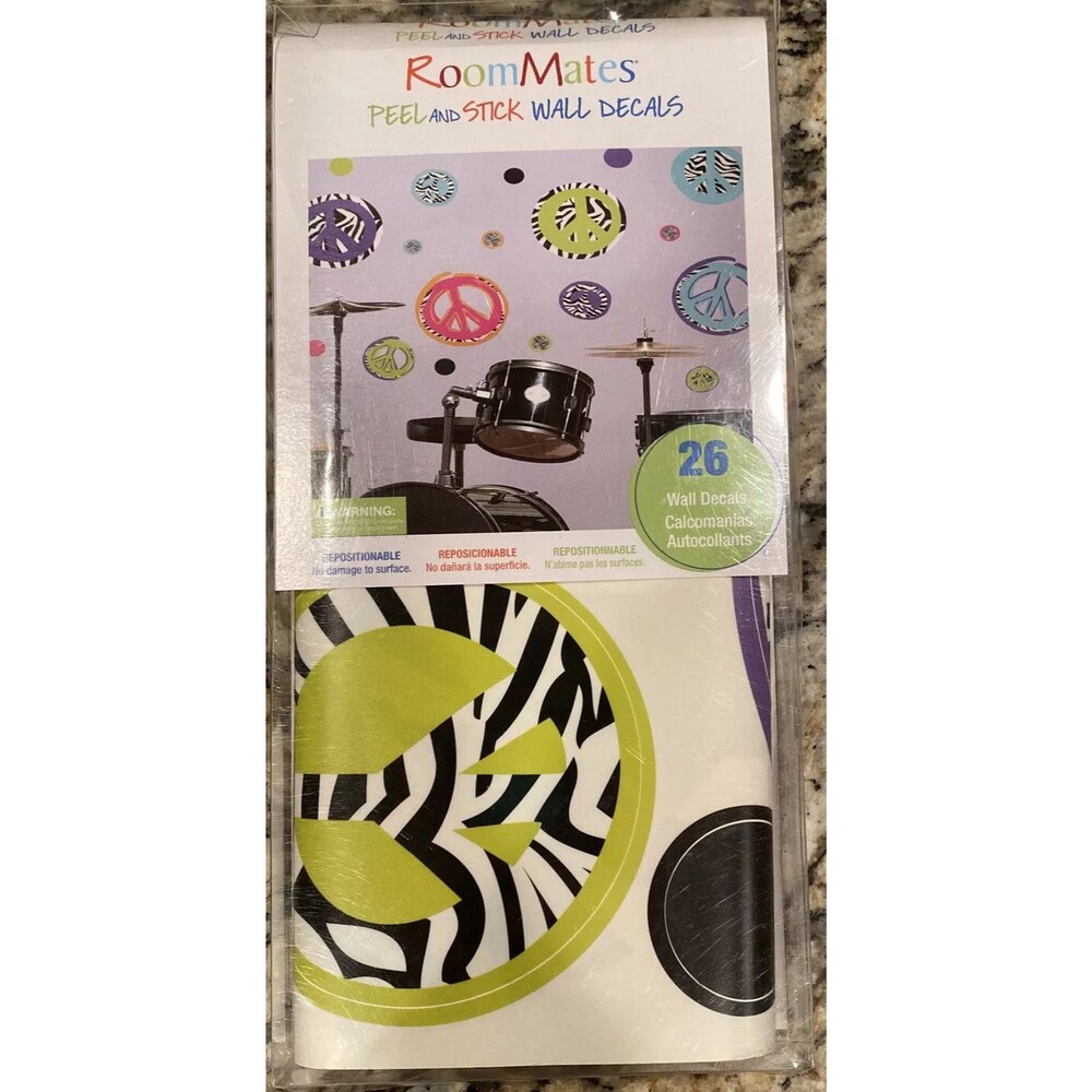 RoomMates Peace Signs Wall Decals Stickers zebra peace new